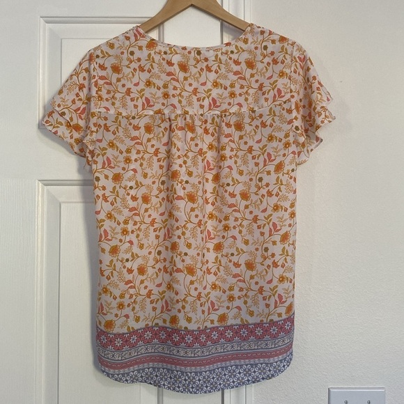 Style and Co boho flutter blouse with smocking. - Picture 3 of 12